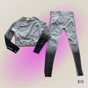 Activewear Set Full-Length Gray to Black Gradient Leggings and matching …